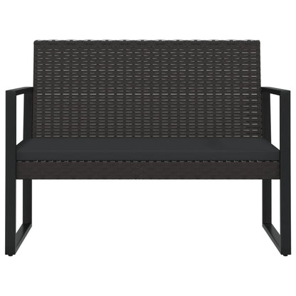 Trädgårdsbänk Konstrotting med dynor Svart 106 cm