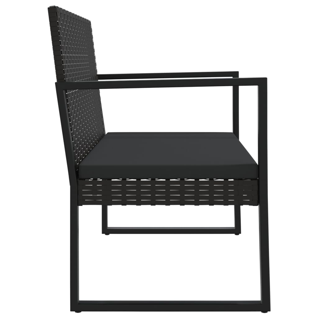 Trädgårdsbänk Konstrotting med dynor Svart 106 cm