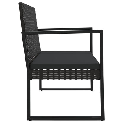 Trädgårdsbänk Konstrotting med dynor Svart 106 cm