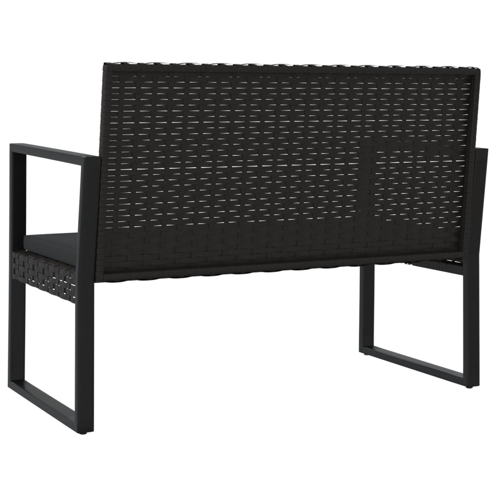 Trädgårdsbänk Konstrotting med dynor Svart 106 cm