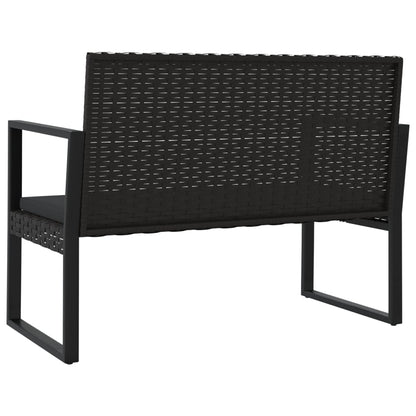 Trädgårdsbänk Konstrotting med dynor Svart 106 cm