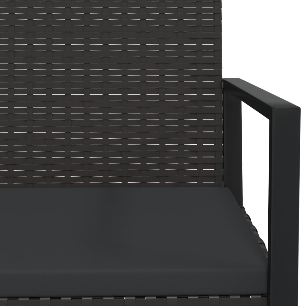 Trädgårdsbänk Konstrotting med dynor Svart 106 cm