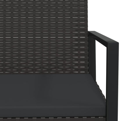 Trädgårdsbänk Konstrotting med dynor Svart 106 cm
