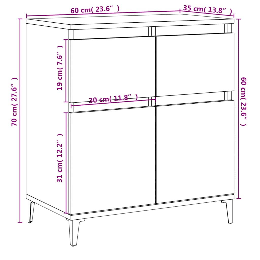 Skänk Sonoma Ek 60x35x70 cm