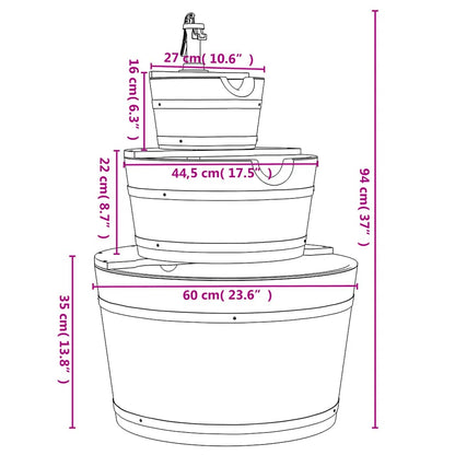 Utomhus Dekorationer Fontän med pump 60x60x94 cm massivt granträ