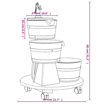 Utomhus Dekorationer Fontän på hjul med pump 55x55x80 cm massivt granträ