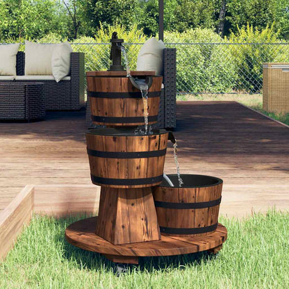 Utomhus Dekorationer Fontän på hjul med pump 55x55x80 cm massivt granträ