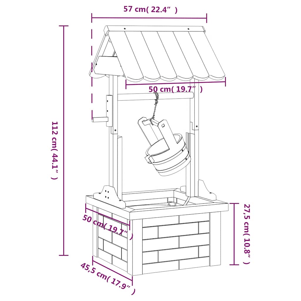 Utomhus Dekorationer Fontän med pump 57x50x112 cm massivt granträ