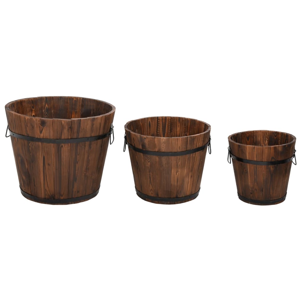 Utomhus Blomkruka Metall Trä 3 st set massivt granträ
