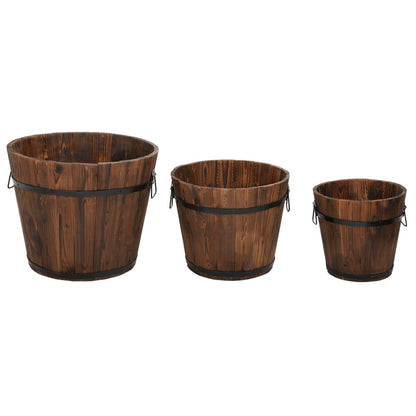 Utomhus Blomkruka Metall Trä 3 st set massivt granträ