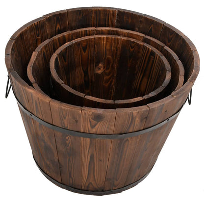 Utomhus Blomkruka Metall Trä 3 st set massivt granträ