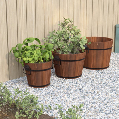 Utomhus Blomkruka Metall Trä 3 st set massivt granträ