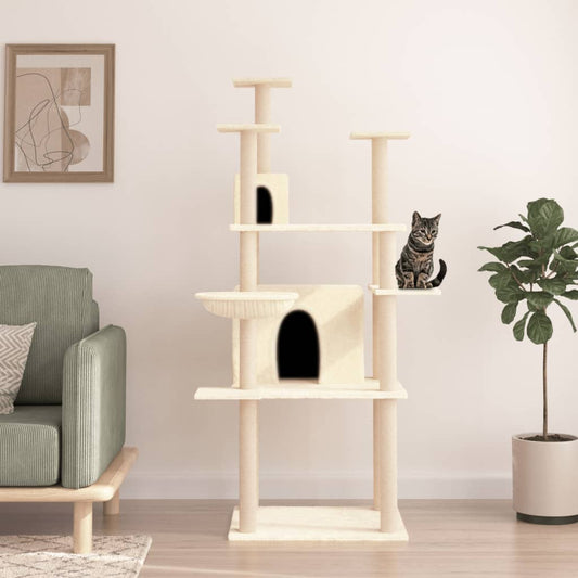 Kattmöbel Klösträd med sisalpelare gräddVit 166 cm