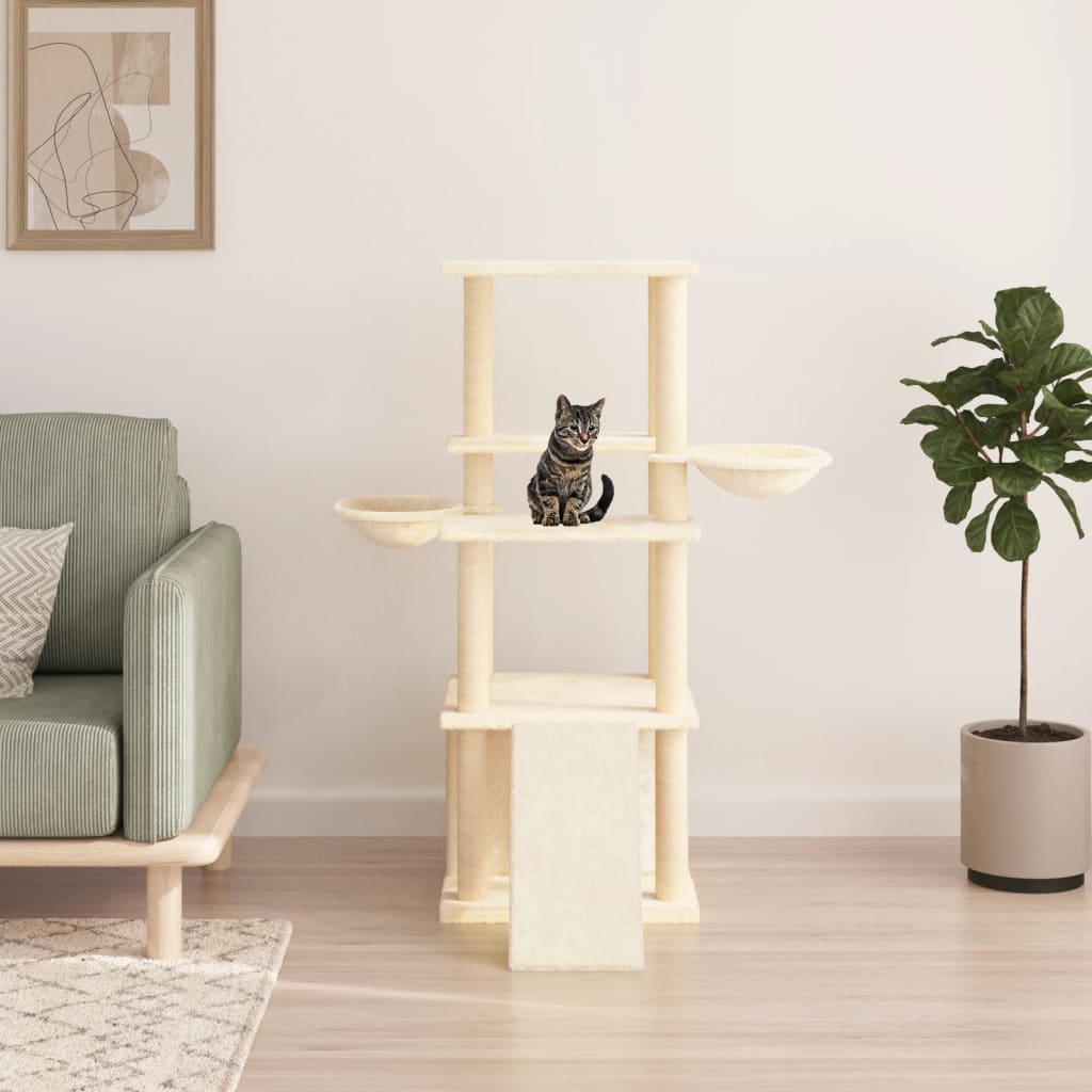 Kattmöbel Klösträd med sisalpelare gräddvit 133 cm
