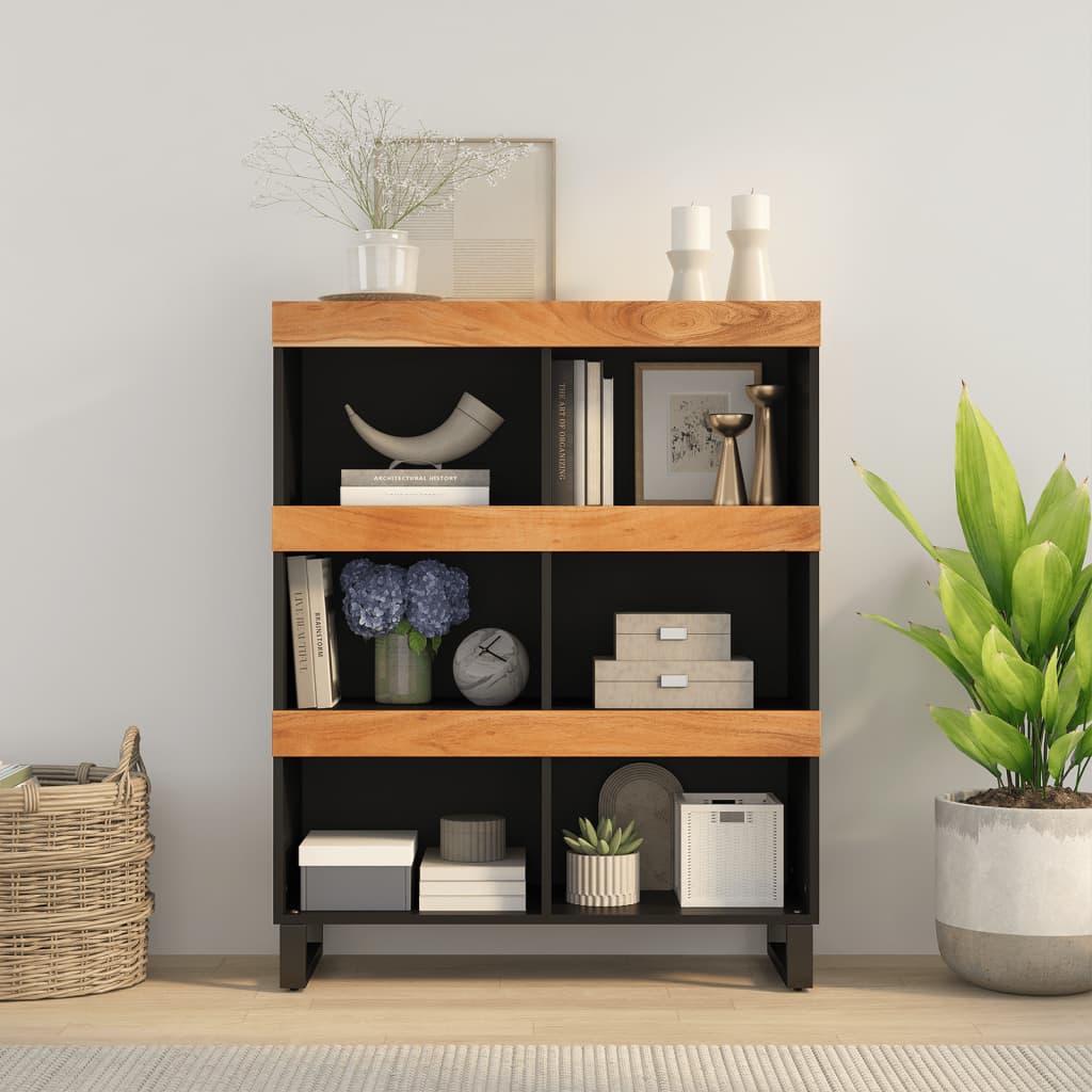 Skåp Svart 85x33x107 cm massivt akaciaträ