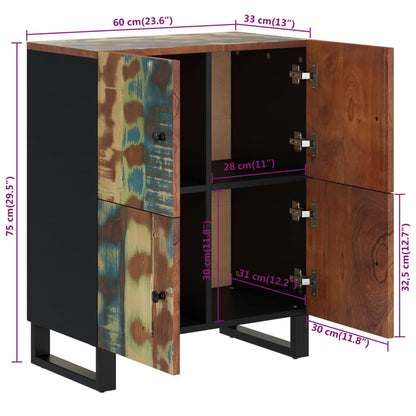 Skänk Trä med 4 dörrar 60x33x75 cm massivt återvunnet trä