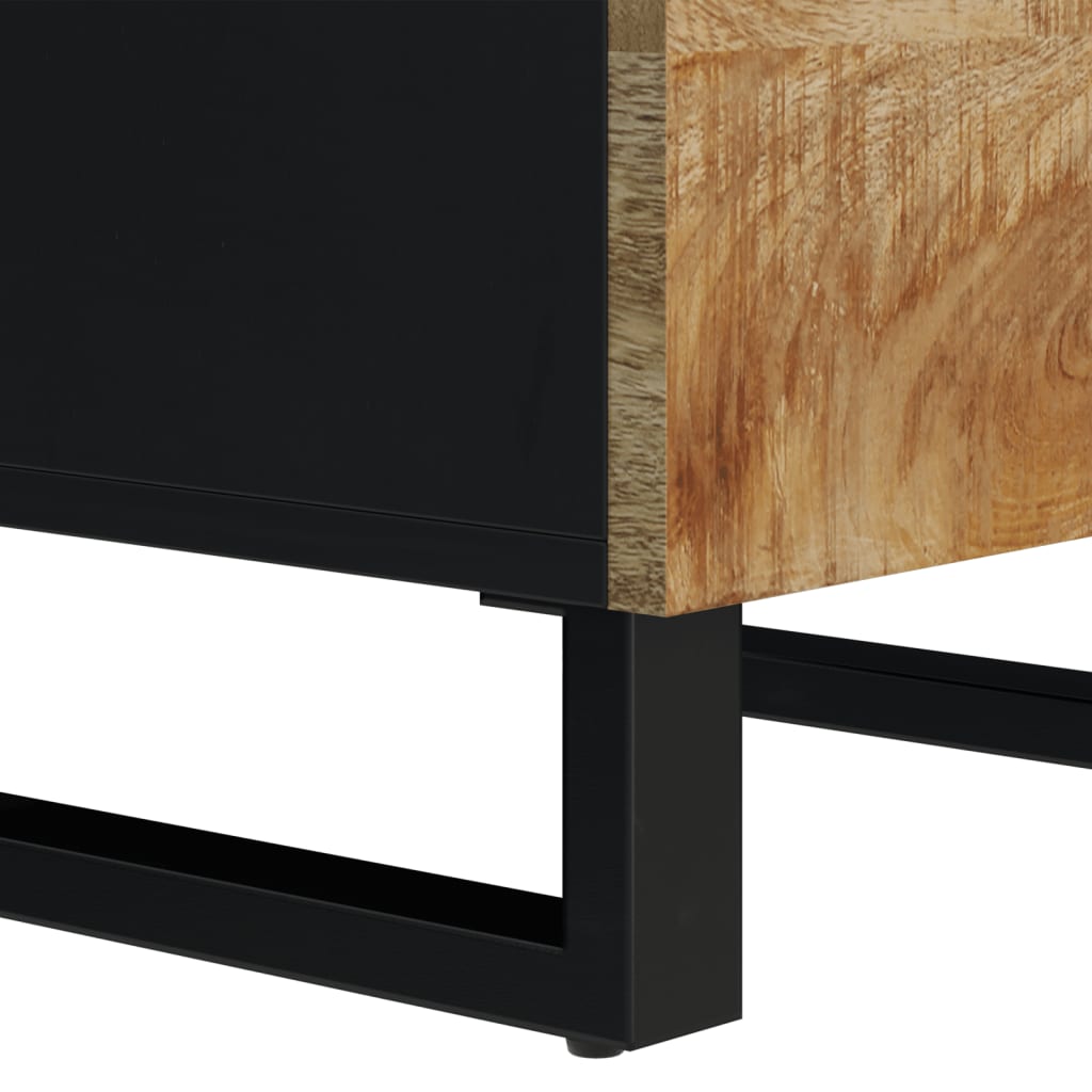 Skåp Trä med 3 dörrar 40x33x110 cm massivt mangoträ och järn