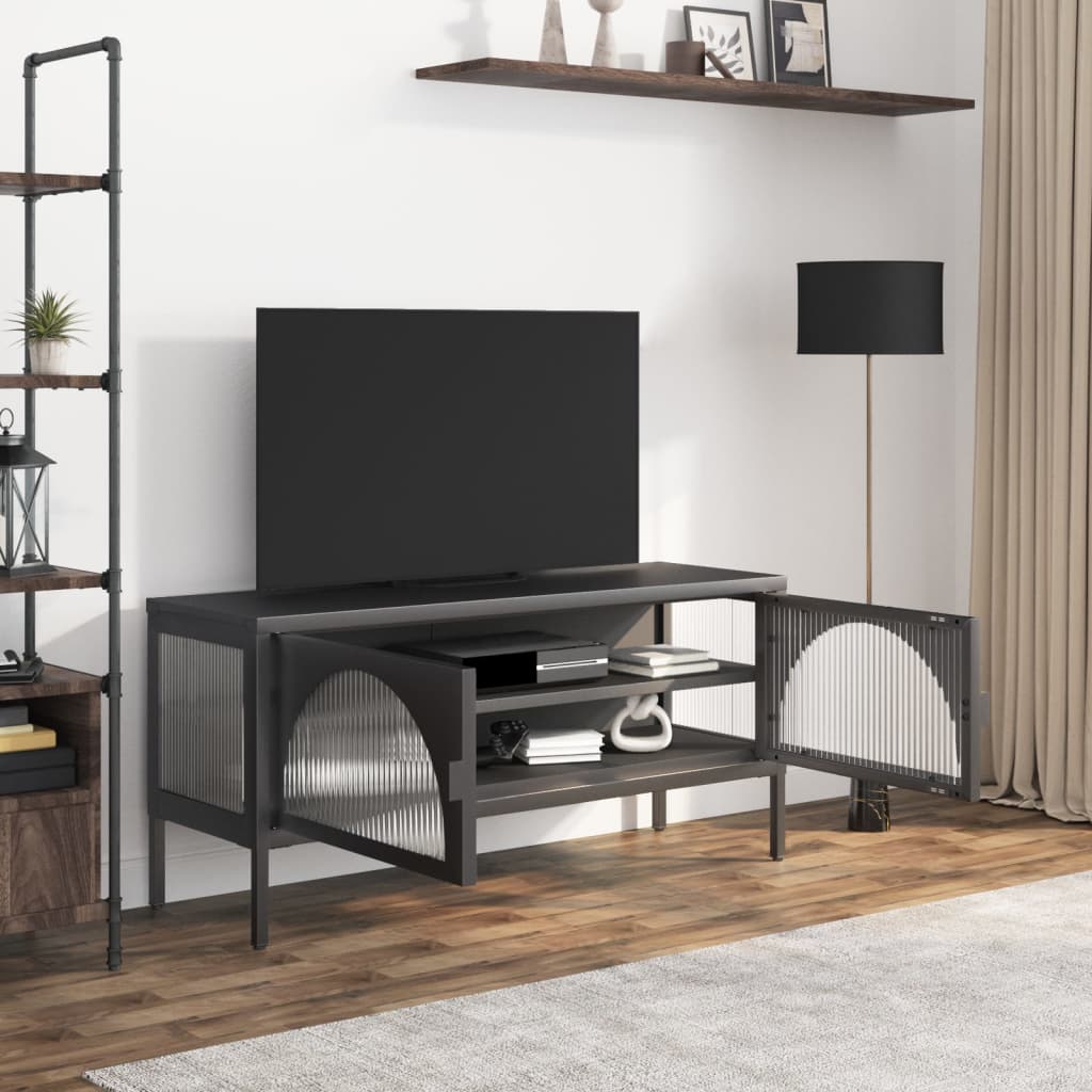 TV-Möbel DIV. Svart TV-Bänk 105x35x50 cm glas och stål