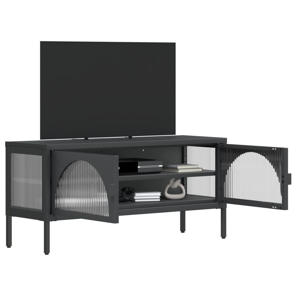 TV-Möbel DIV. Svart TV-Bänk 105x35x50 cm glas och stål