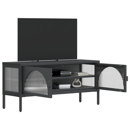 TV-Möbel DIV. Svart TV-Bänk 105x35x50 cm glas och stål