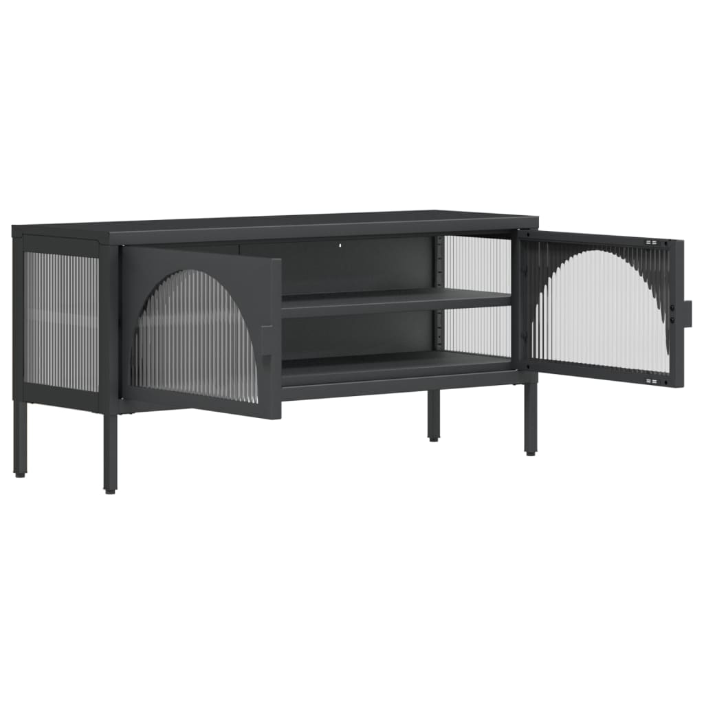 TV-Möbel DIV. Svart TV-Bänk 105x35x50 cm glas och stål