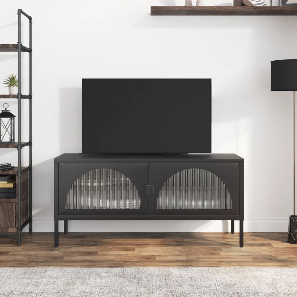 TV-Möbel DIV. Svart TV-Bänk 105x35x50 cm glas och stål