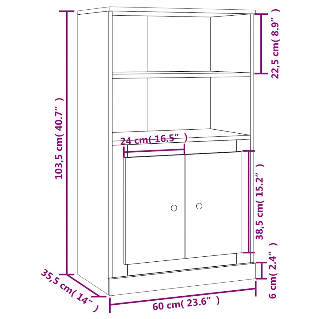 Skåp Sonoma Ek 60x35,5x103,5 cm