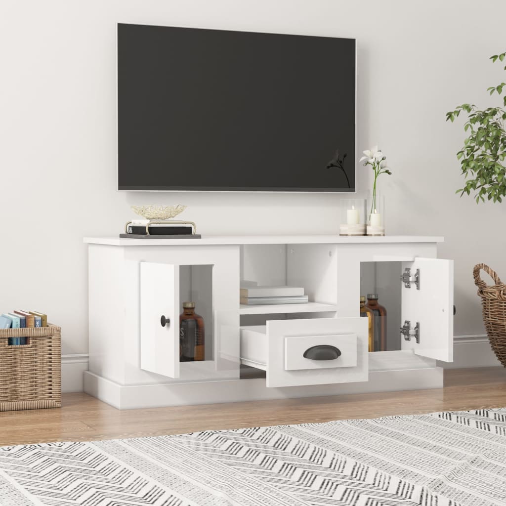 TV-Möbel Högglans Vit TV-Bänk 100x35,5x45 cm