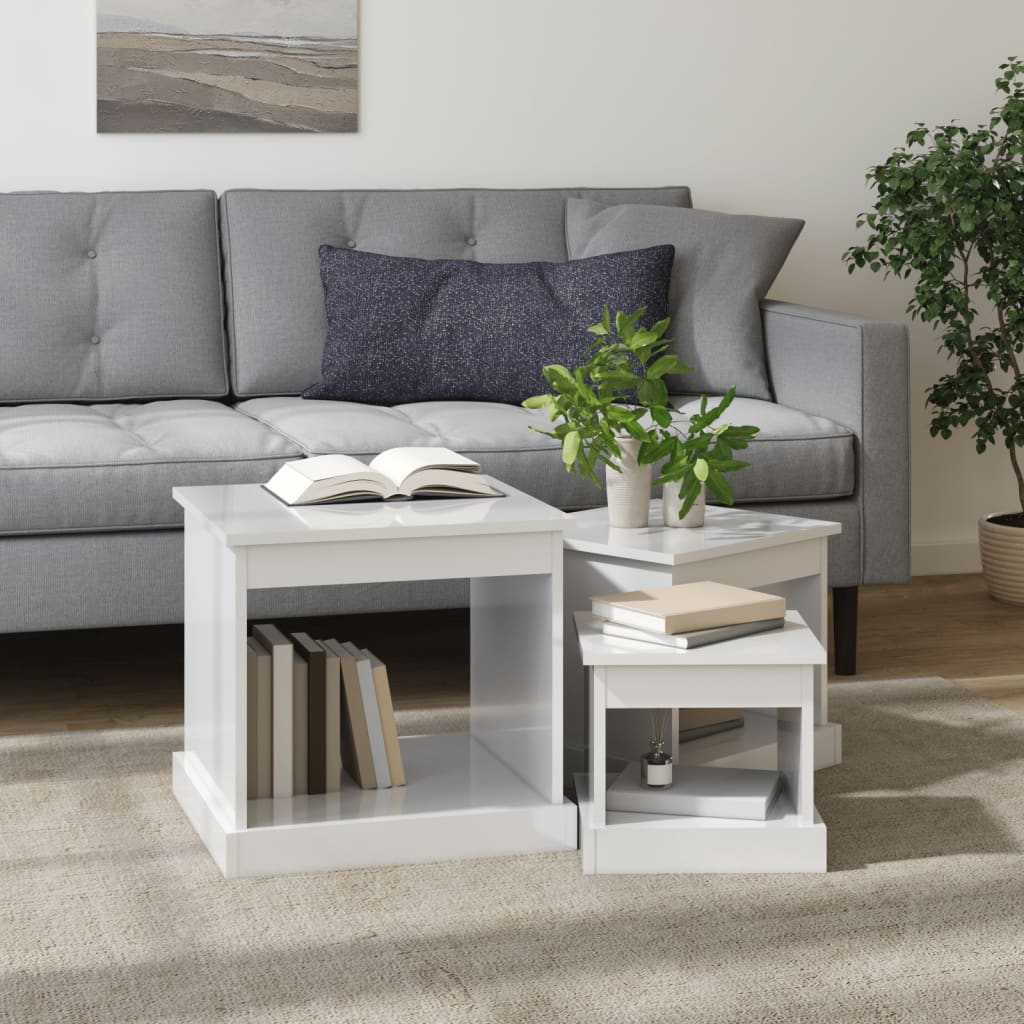 Soffbord Högglans Vit 3 delar