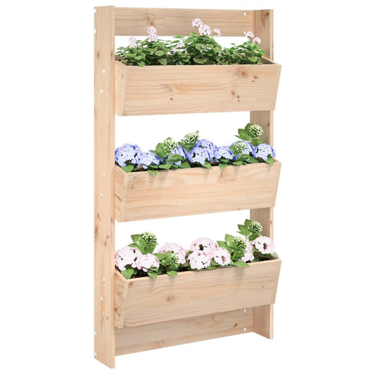 Utomhus Blomkruka Trä för vägg 3 nivåer 60x18,5x110 cm massiv furu