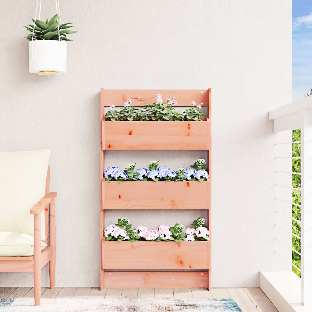 Utomhus Blomkruka Trä för vägg 3 nivåer 60x18,5x110 cm massivt douglasträ