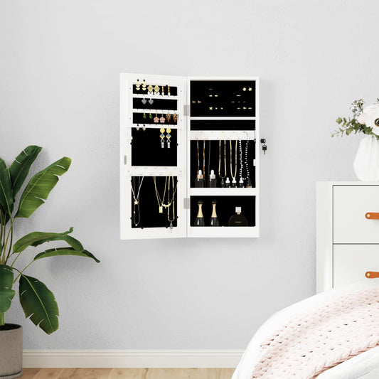 Smyckesskåp Vit fristående 30x8,5x67 cm