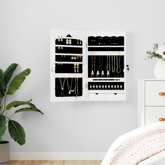 Smyckesskåp Vit väggmonterat 37,5x10x67 cm