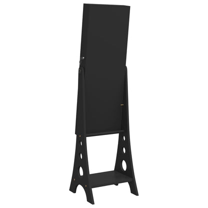 Smyckesskåp LED-lampor fristående svart