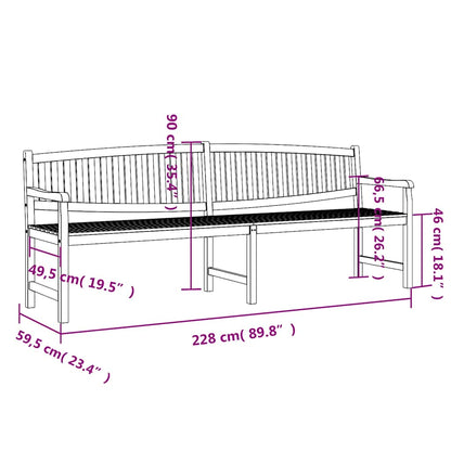 Trädgårdsbänk Trä 228x59,5x90 cm massiv teak