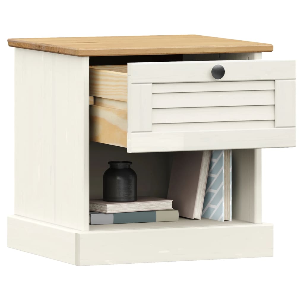 Sängbord VIGO vit 42x35x42 cm massiv furu