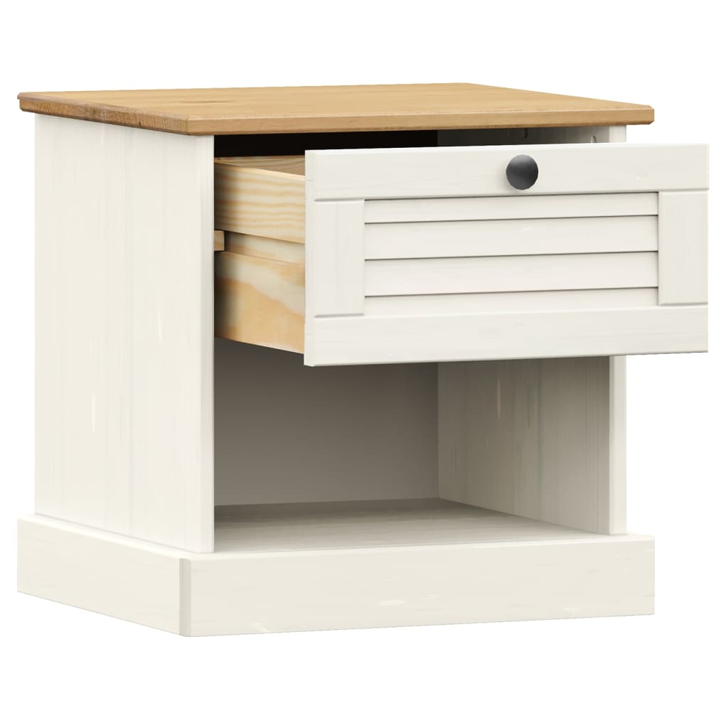 Sängbord VIGO vit 42x35x42 cm massiv furu