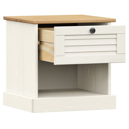 Sängbord VIGO vit 42x35x42 cm massiv furu