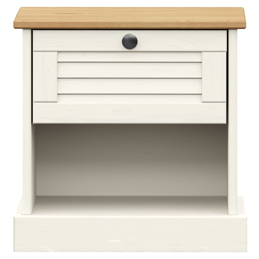 Sängbord VIGO vit 42x35x42 cm massiv furu