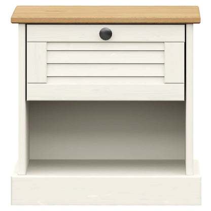Sängbord VIGO vit 42x35x42 cm massiv furu