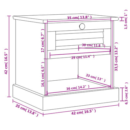 Sängbord VIGO vit 42x35x42 cm massiv furu