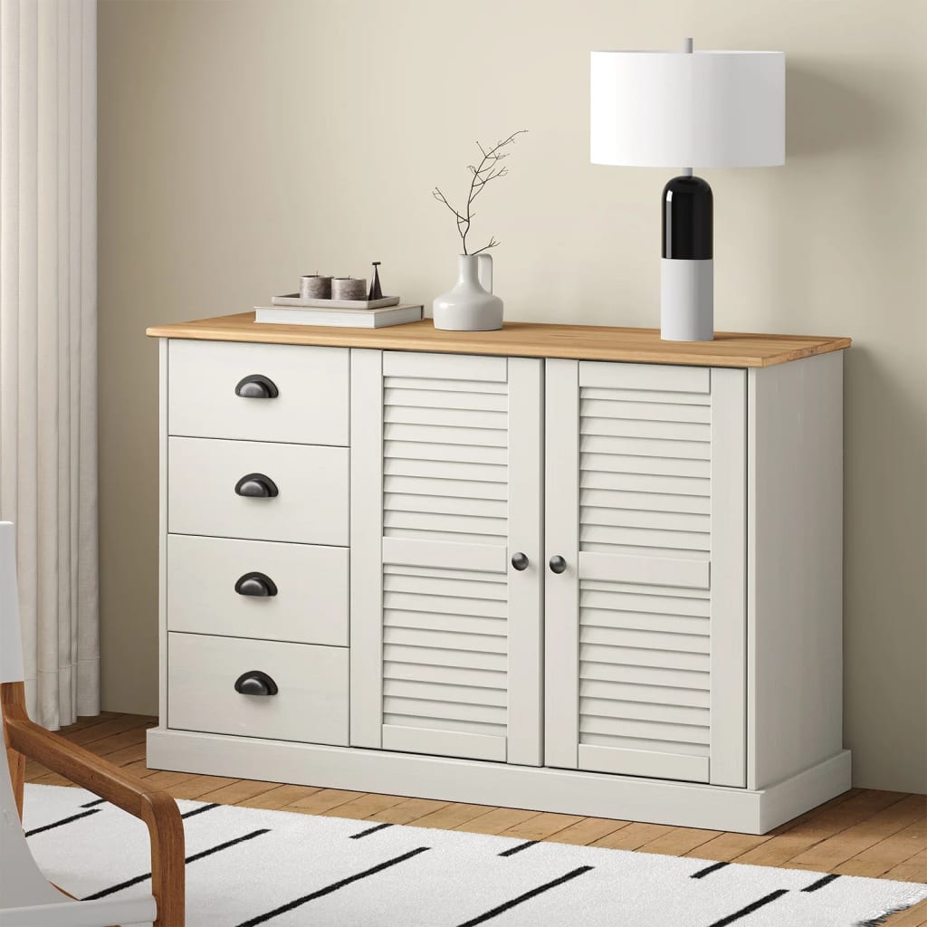 Skänk Vit med lådor VIGO 113x40x75 cm massiv furu