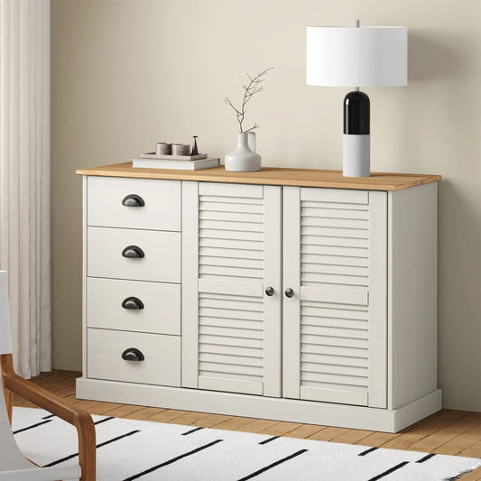 Skänk Vit med lådor VIGO 113x40x75 cm massiv furu