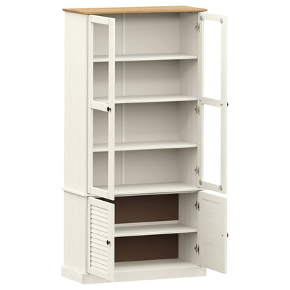 Vitrinskåp med glasdörrar VIGO Vit 85x35x170 cm massiv furu