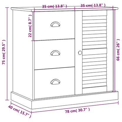 Skänk Vit med lådor VIGO 78x40x75 cm massiv furu