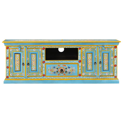 TV-Möbel Trä TV-Bänk blå 110x30x40 cm massivt mangoträ