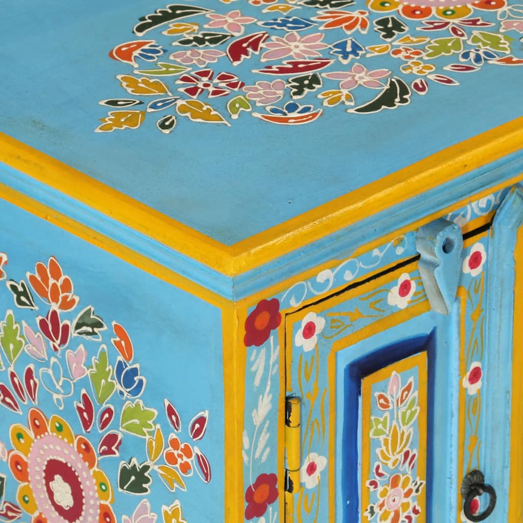 TV-Möbel Trä TV-Bänk blå 110x30x40 cm massivt mangoträ