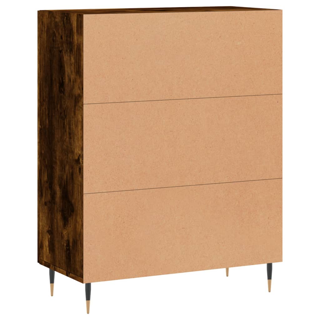 Skänk rökfärgad ek 69,5x34x90 cm konstruerat trä
