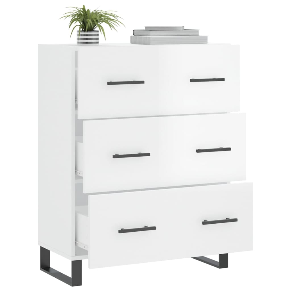 Skänk vit högglans 69,5x34x90 cm konstruerat trä