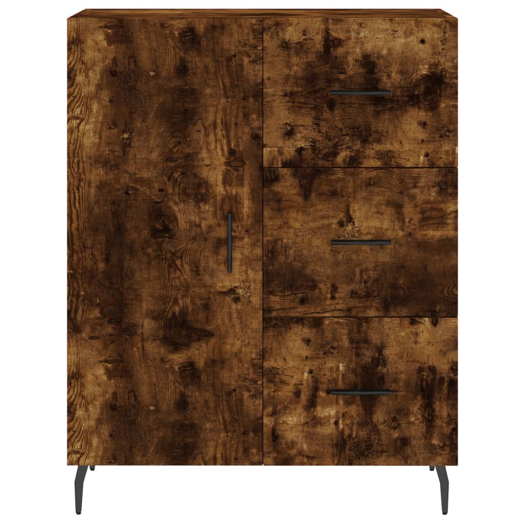 Skänk rökfärgad ek 69,5x34x90 cm konstruerat trä